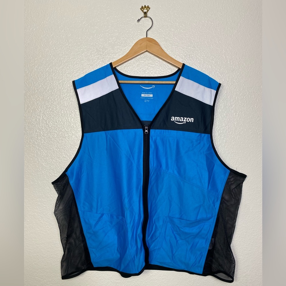 Amazon Vest Mens 2XL 3XL Blue Work Uniform Delivery Unisex Adult